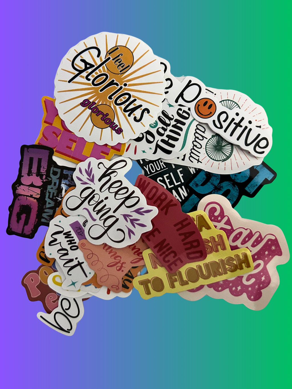 20 Mystery Motivational Stickers | No Duplicates | Hand-Picked Sticker Bundle