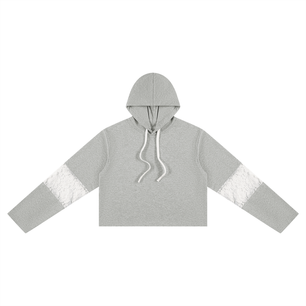 Loki & Ivy Women’s Cropped Lace-Panel Hoodie