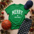 Kids Merry Brother Retro Christmas T-Shirt, Matching Family Holiday Youth Tee