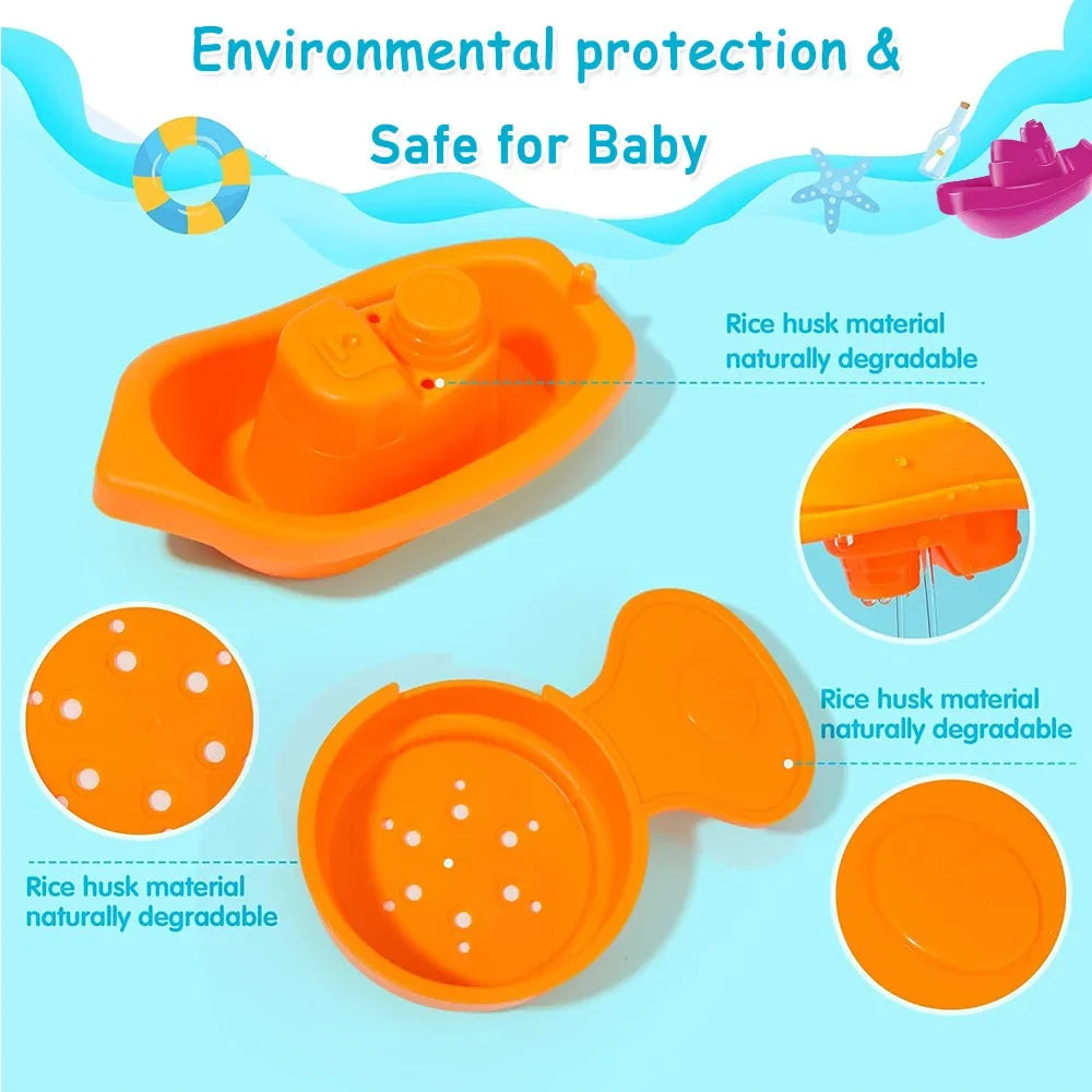 Baby Stacking Bath Toys – Rainbow Cups, Boats & Spoons Set