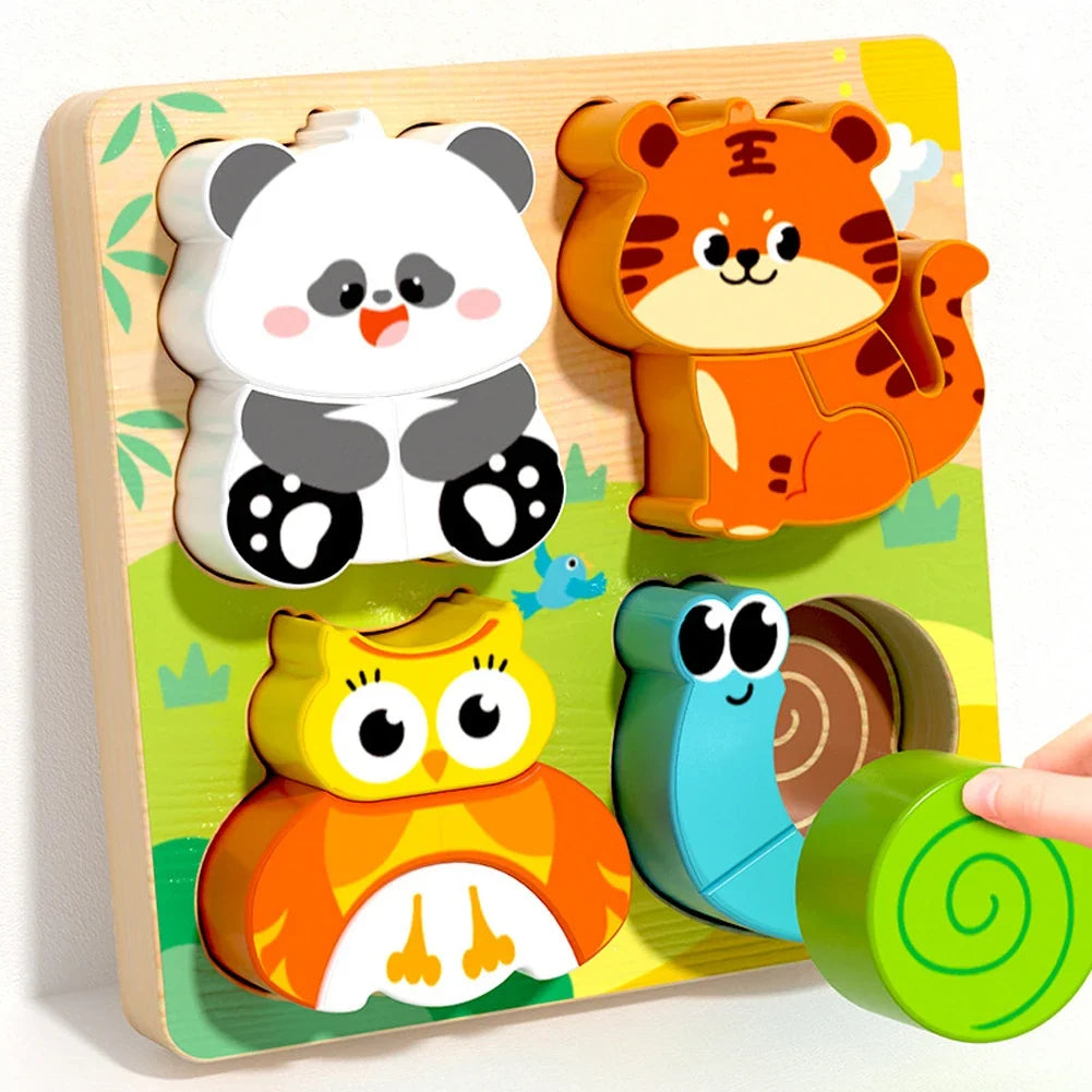 4-in-1 Wooden 3D Cartoon Animal Puzzle | Educational Toy for Kids