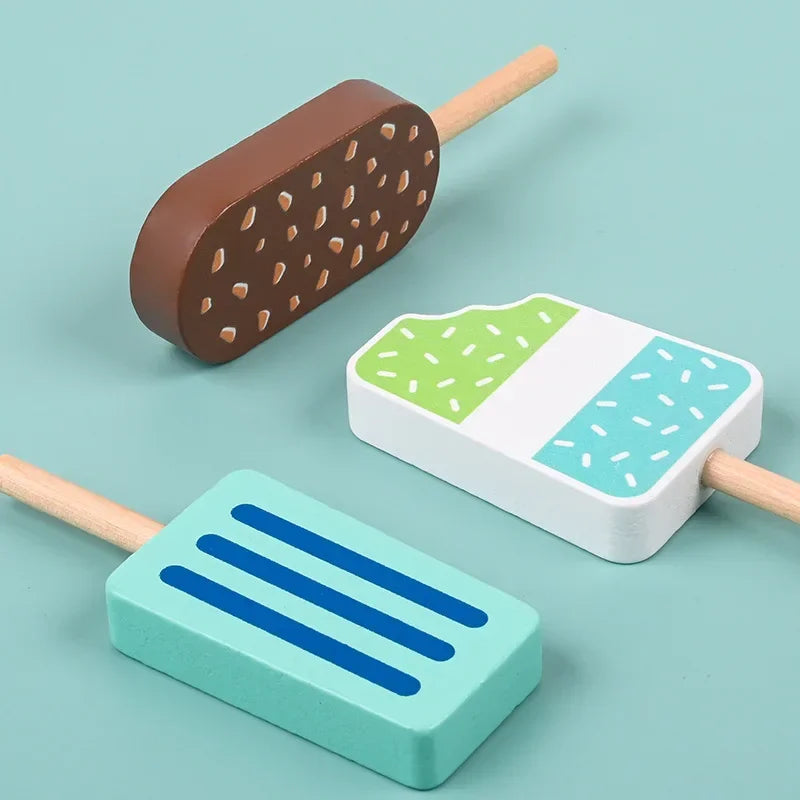 Wooden Toy Ice Cream & Cake – Pretend Play Kitchen for Toddlers